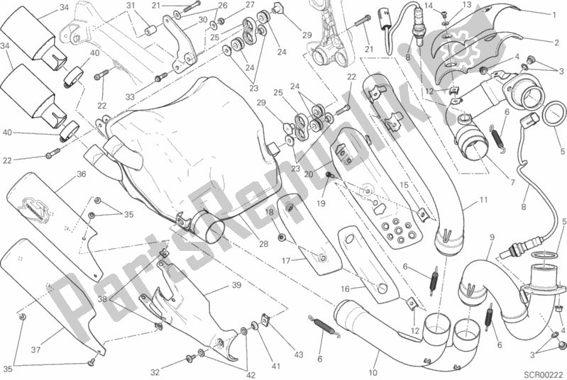 Tutte le parti per il Impianto Di Scarico del Ducati Scrambler Cafe Racer 803 2017